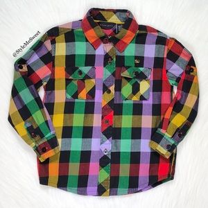 Sean John boys multi-color plaid button down shirt